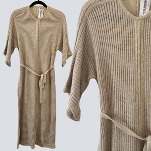 Vintage Castleberry London New York Midi Knit Dress Tie Waist Size 10